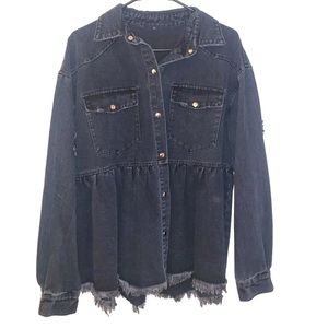 Black Denim Flare Jacket